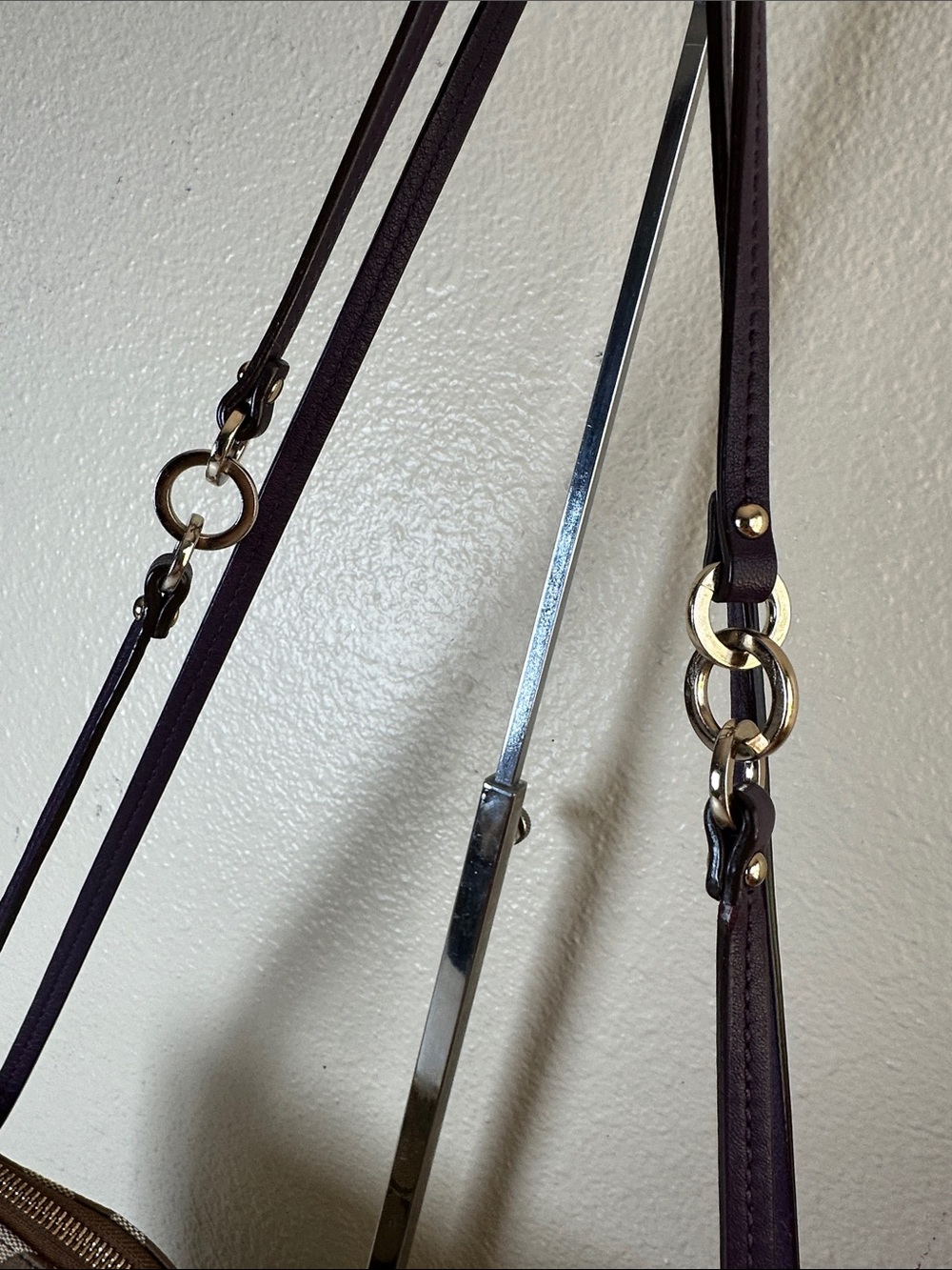 Coach Signature Canvas Shoulder Bag in Brown and Purple - Picture 3 of 13
